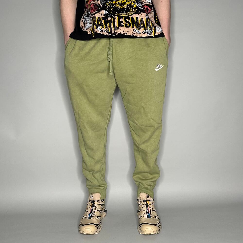 Nike Sweatpants Sage Green Cotton Joggers White Swoosh - Picture 2 of 4